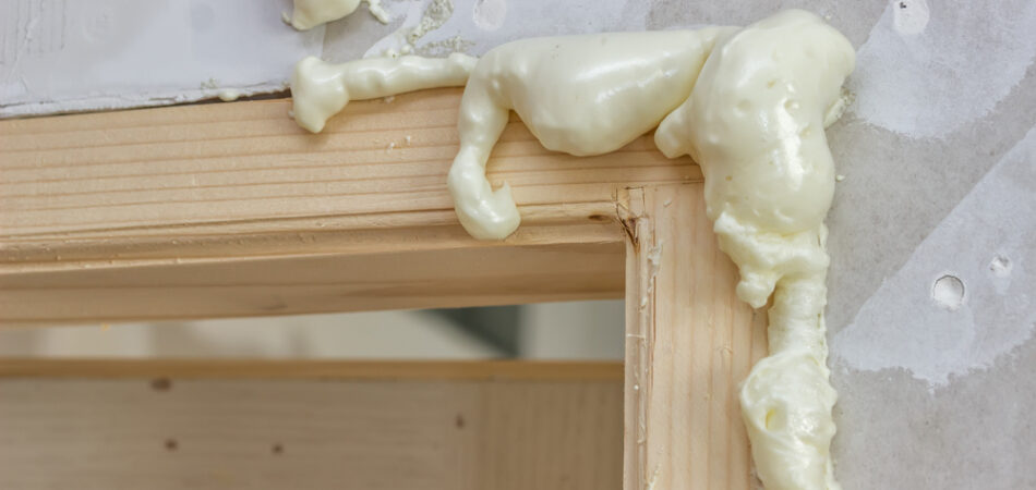 Polyurethane,foam,around,the,door,frame,,bonding,and,installation,of