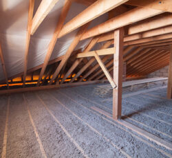 Ecowool,insulation,is,poured,in,the,attic.,eco Freandly,clean